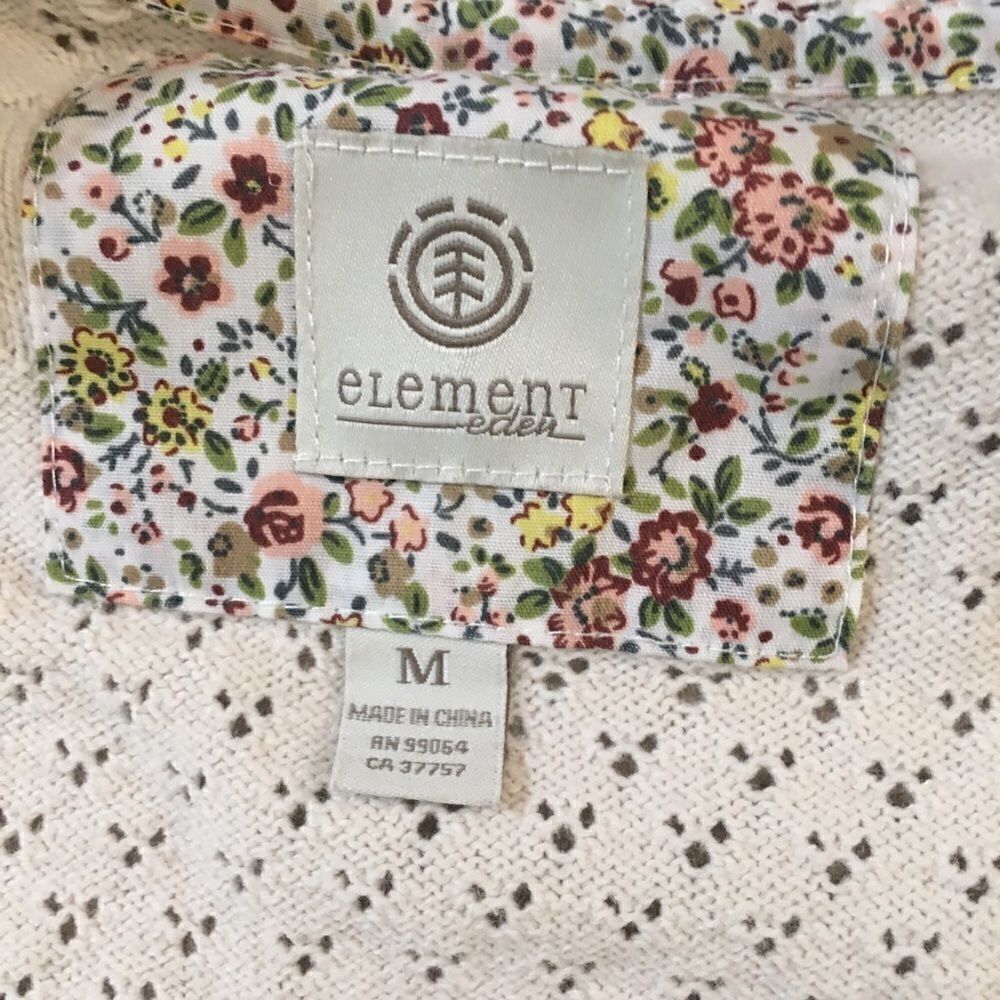 Element Eden Patterned Pointelle Knit Ribbed Knit Trim Full Front Zip Cardigan - Picture 14 of 15